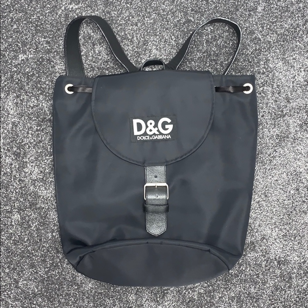 Dolce & Gabbana vintage black nylon drawstring backpack